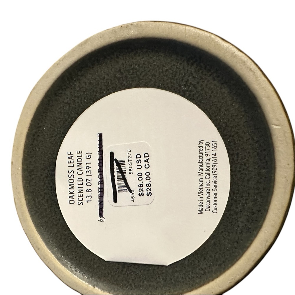 New Anthropologie Hive and Wick Ceramic Candle: Oakmoss Leaf - Picture 6 of 9